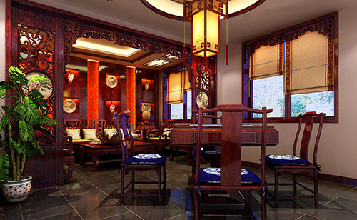 金湖古典中式风格茶楼包间设计装修效果图